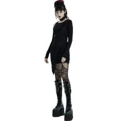 PUNK RAVE Mini Robe 'Elsinore' Noire -ALCHEMY GOTHIC shop mini robe elsinore noire 7