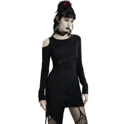 PUNK RAVE Mini Robe 'Elsinore' Noire -ALCHEMY GOTHIC shop mini robe elsinore noire 8