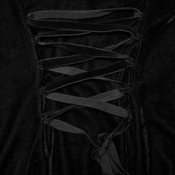 PUNK RAVE Mini Robe 'Ishtar' En Velours Noir Et Dentelle Blanche -ALCHEMY GOTHIC shop mini robe ishtar en velours noir et dentelle blanche 11