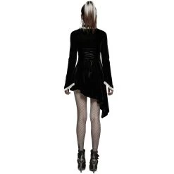 PUNK RAVE Mini Robe 'Ishtar' En Velours Noir Et Dentelle Blanche -ALCHEMY GOTHIC shop mini robe ishtar en velours noir et dentelle blanche 2