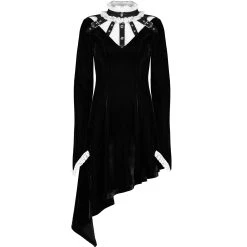 PUNK RAVE Mini Robe 'Ishtar' En Velours Noir Et Dentelle Blanche