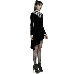 PUNK RAVE Mini Robe 'Ishtar' En Velours Noir Et Dentelle Blanche -ALCHEMY GOTHIC shop mini robe ishtar en velours noir et dentelle blanche 3