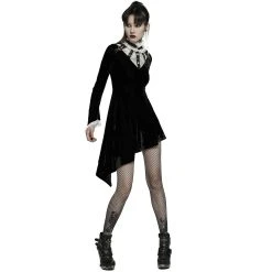 PUNK RAVE Mini Robe 'Ishtar' En Velours Noir Et Dentelle Blanche -ALCHEMY GOTHIC shop mini robe ishtar en velours noir et dentelle blanche 5