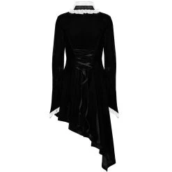 PUNK RAVE Mini Robe 'Ishtar' En Velours Noir Et Dentelle Blanche -ALCHEMY GOTHIC shop mini robe ishtar en velours noir et dentelle blanche 8