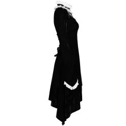 PUNK RAVE Mini Robe 'Ishtar' En Velours Noir Et Dentelle Blanche -ALCHEMY GOTHIC shop mini robe ishtar en velours noir et dentelle blanche 9