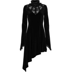 PUNK RAVE Mini Robe 'Ishtar' Noire En Velours Et Dentelle