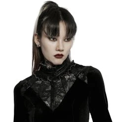 PUNK RAVE Mini Robe 'Ishtar' Noire En Velours Et Dentelle -ALCHEMY GOTHIC shop mini robe ishtar noire en velours et dentelle 5