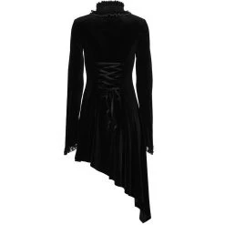 PUNK RAVE Mini Robe 'Ishtar' Noire En Velours Et Dentelle -ALCHEMY GOTHIC shop mini robe ishtar noire en velours et dentelle 8