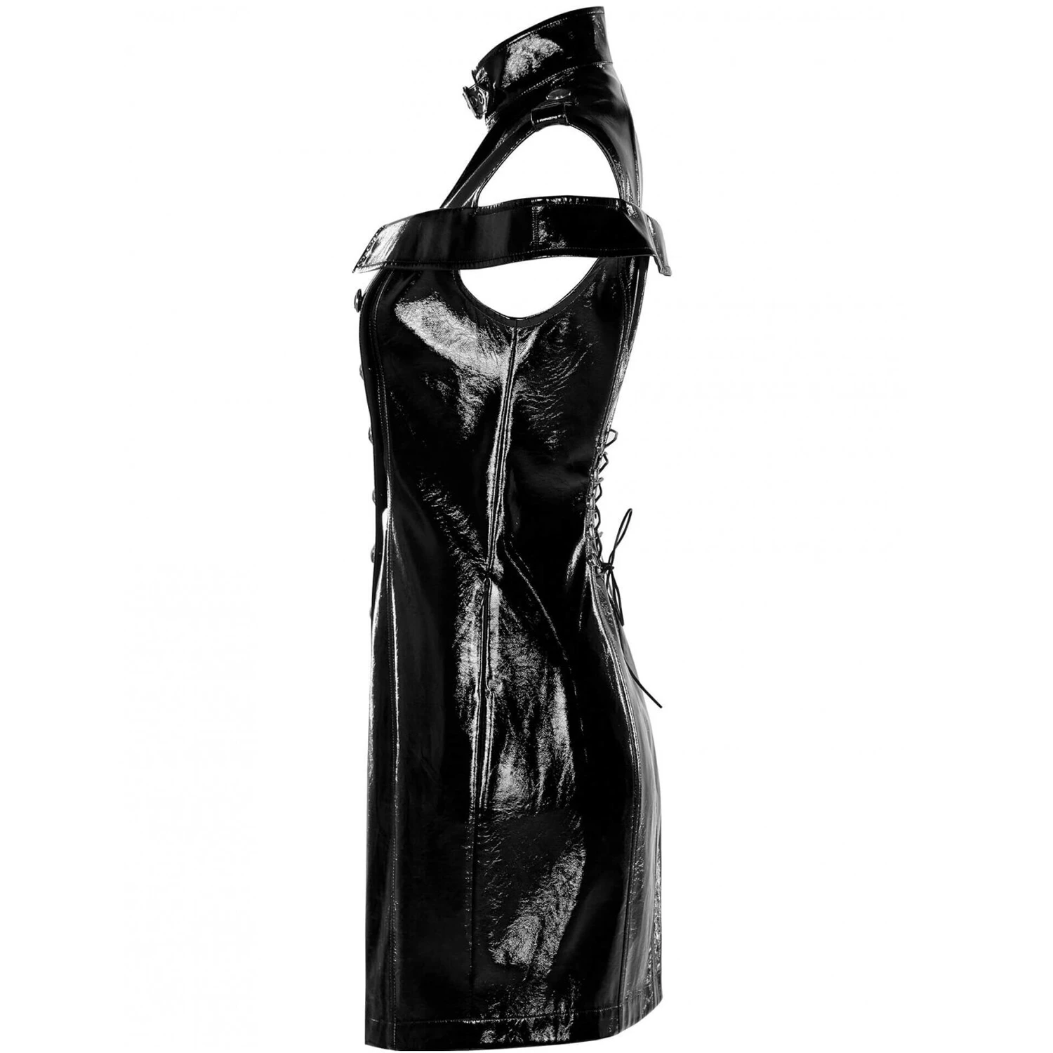 PUNK RAVE Mini Robe 'Techno Geisha' En Simili Cuir Noir Verni 13 PUNK RAVE Mini Robe 'Techno Geisha' En Simili Cuir Noir Verni – Image 11