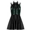 PUNK RAVE Mini Robe 'Willow' Noire Et Verte -ALCHEMY GOTHIC shop mini robe willow noire et verte