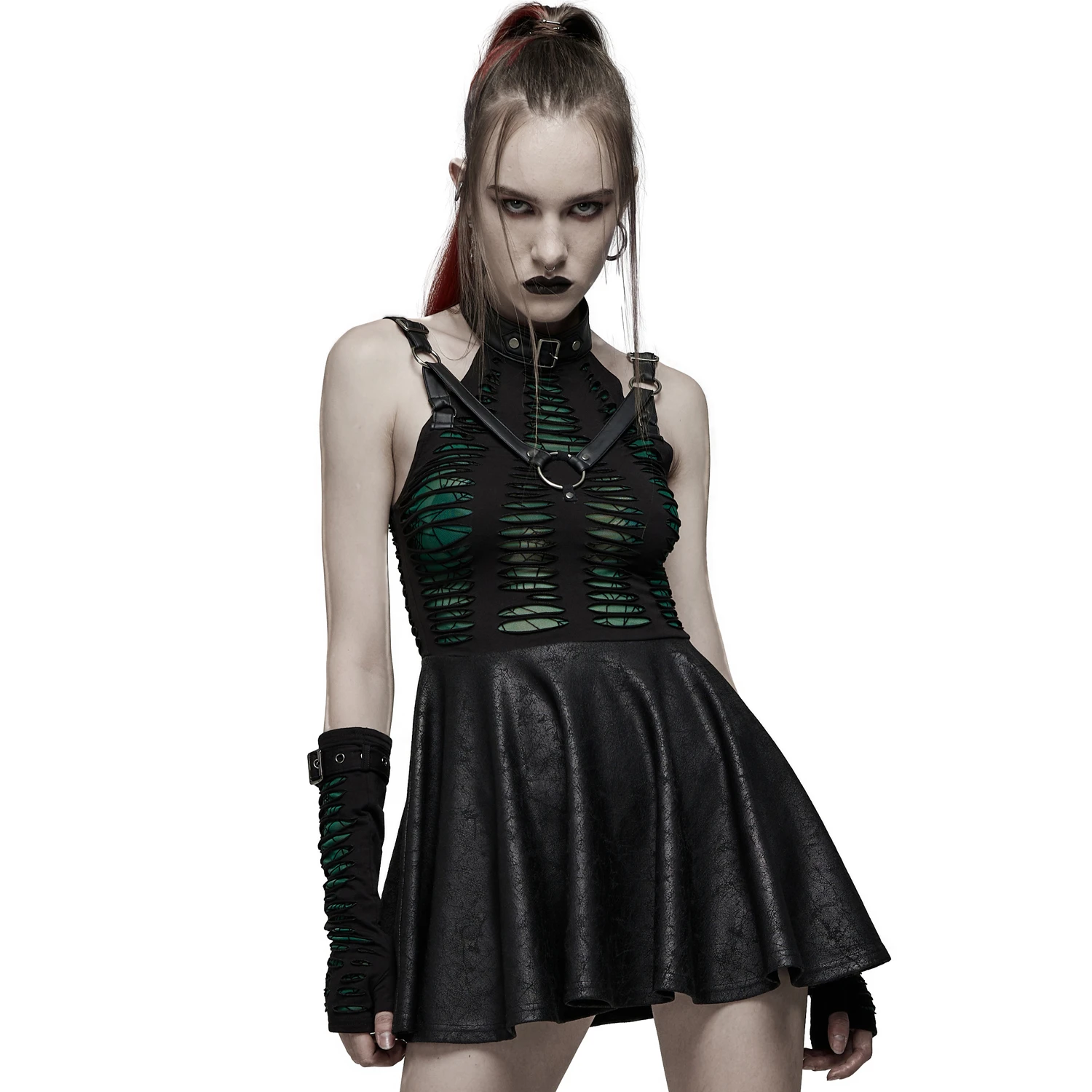PUNK RAVE Mini Robe 'Willow' Noire Et Verte 7 PUNK RAVE Mini Robe 'Willow' Noire Et Verte – Image 5