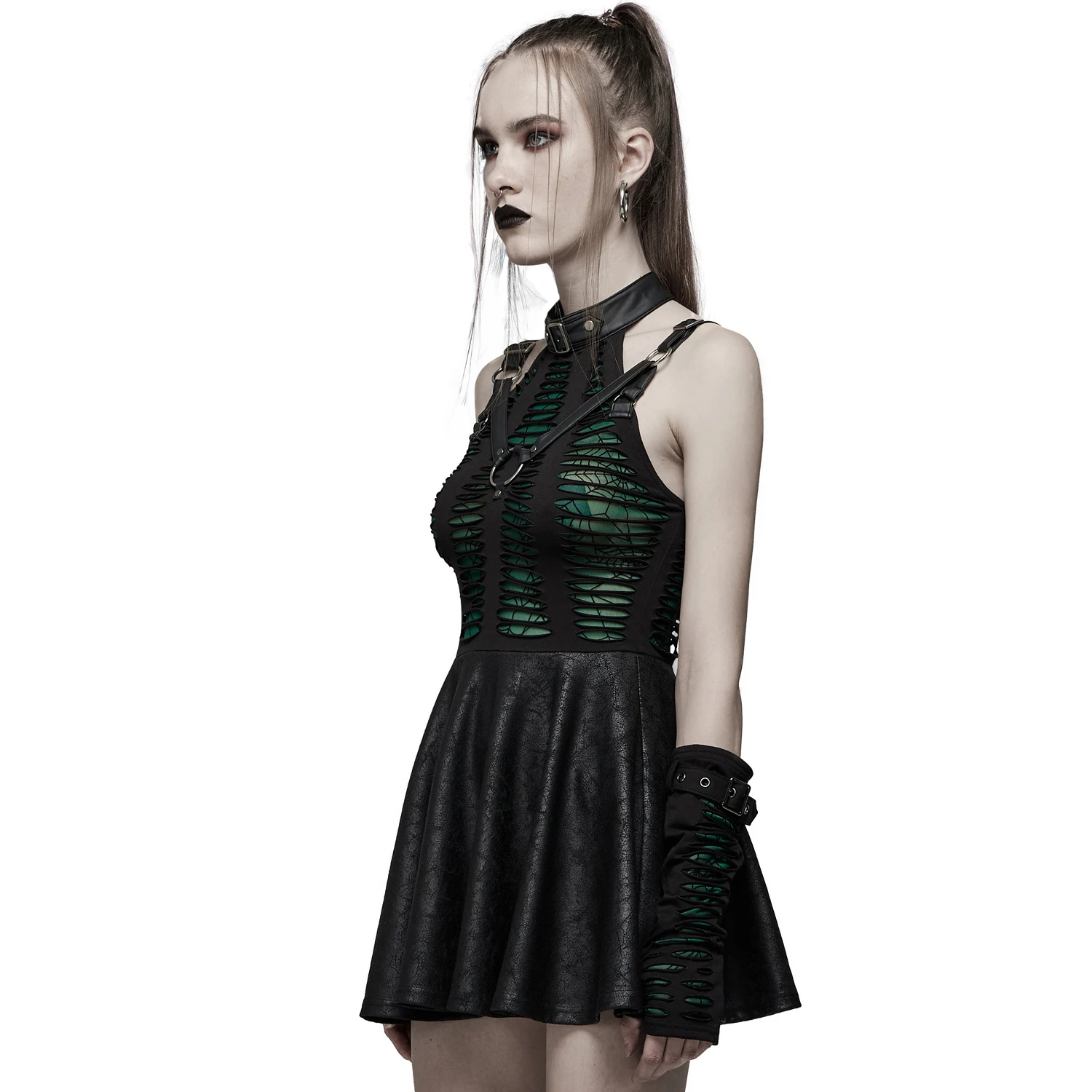 PUNK RAVE Mini Robe 'Willow' Noire Et Verte 9 PUNK RAVE Mini Robe 'Willow' Noire Et Verte – Image 7