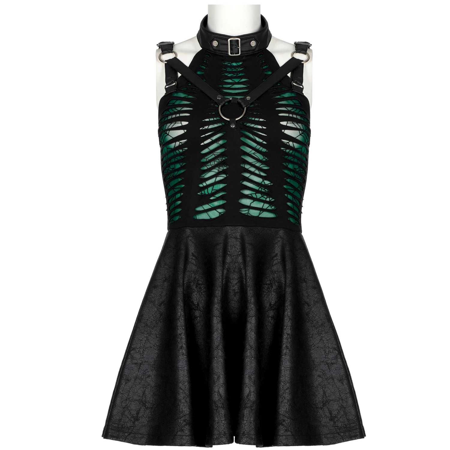 PUNK RAVE Mini Robe 'Willow' Noire Et Verte 3 PUNK RAVE Mini Robe 'Willow' Noire Et Verte