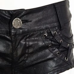 PUNK RAVE Mini Short 'Doll' En Simili Cuir Noir -ALCHEMY GOTHIC shop mini short synthetic doll noir 11