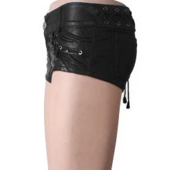 PUNK RAVE Mini Short 'Doll' En Simili Cuir Noir -ALCHEMY GOTHIC shop mini short synthetic doll noir 8