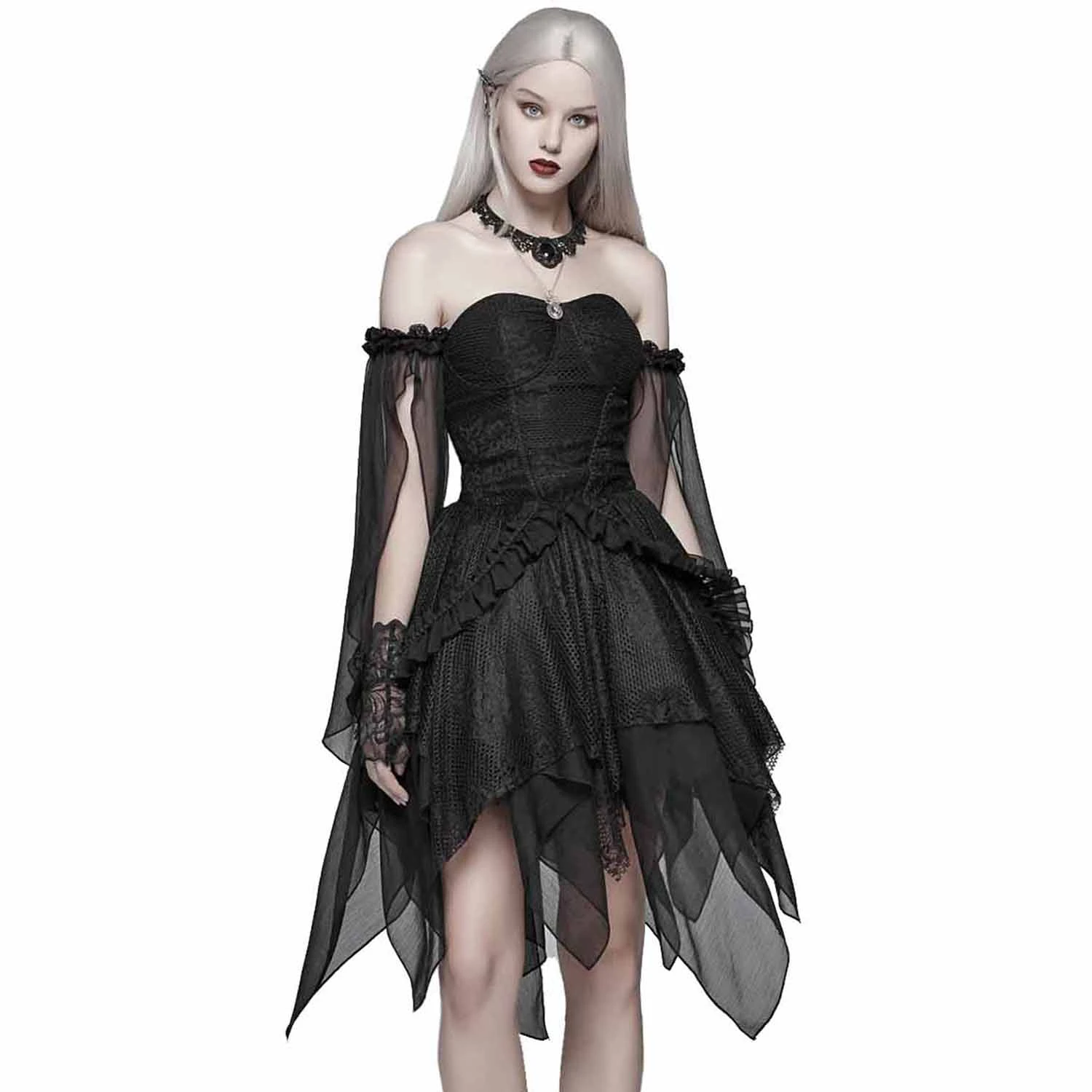 PUNK RAVE Mitaines Gothiques 'Black Rose' En Dentelle Noire 5 PUNK RAVE Mitaines Gothiques 'Black Rose' En Dentelle Noire – Image 3