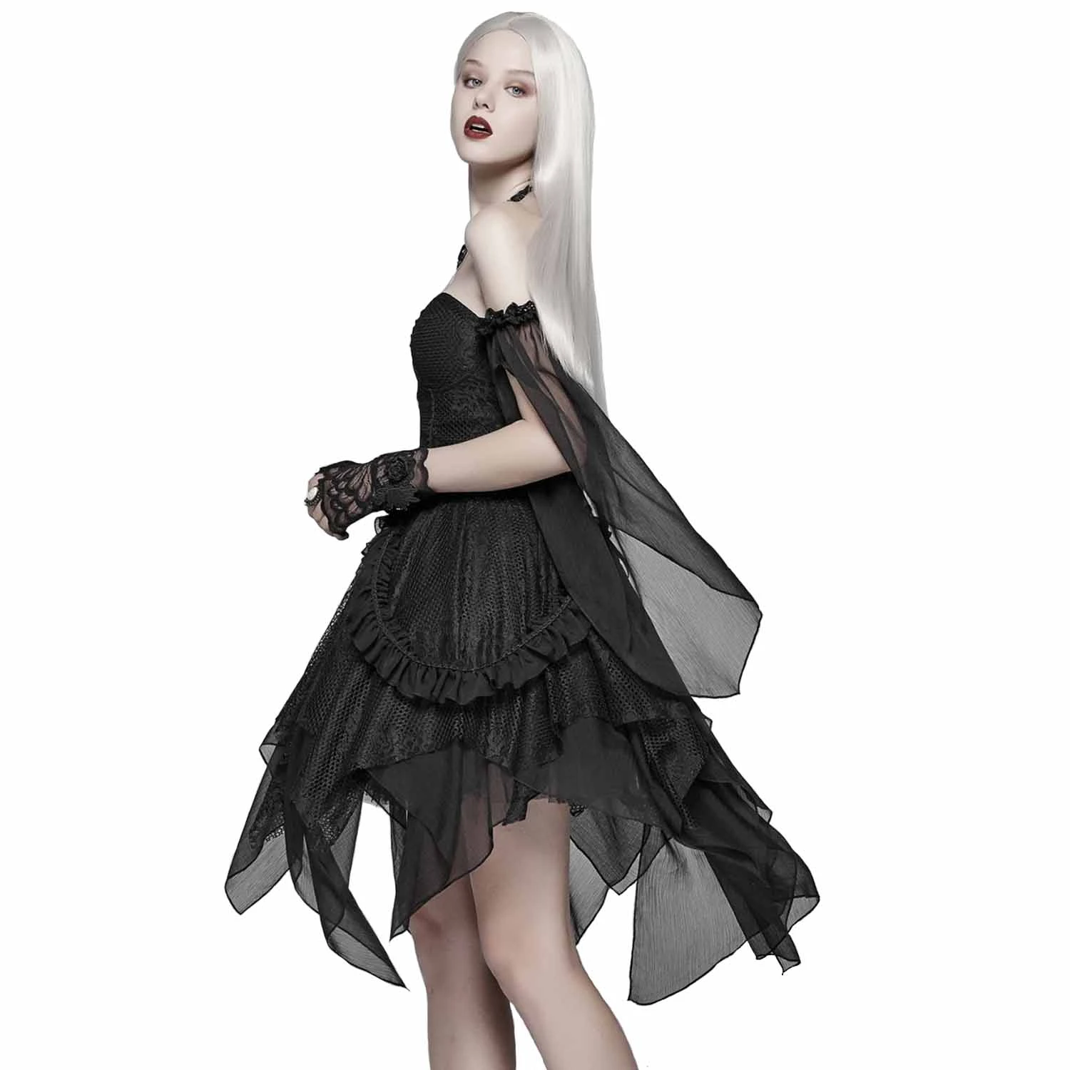 PUNK RAVE Mitaines Gothiques 'Black Rose' En Dentelle Noire 6 PUNK RAVE Mitaines Gothiques 'Black Rose' En Dentelle Noire – Image 4