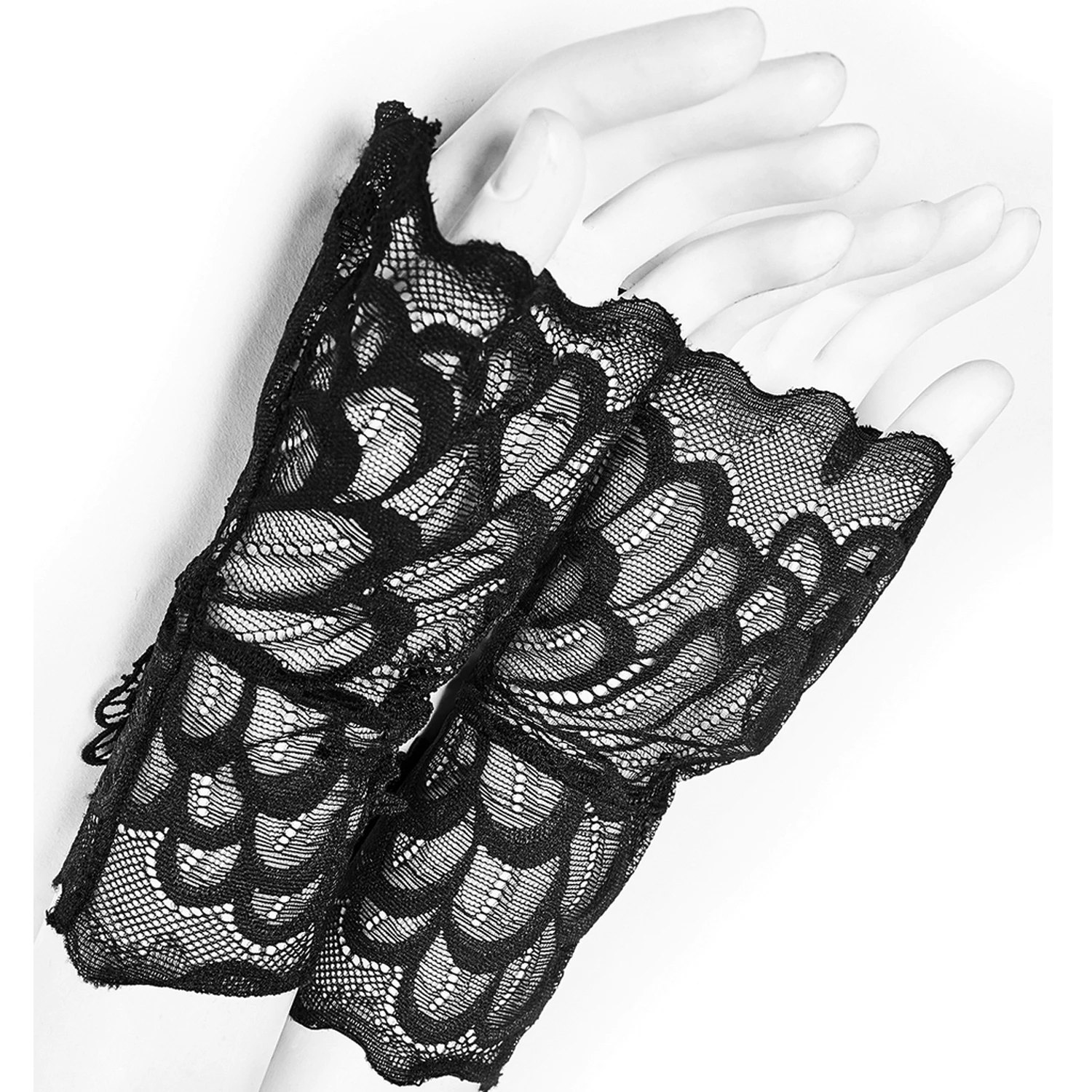 PUNK RAVE Mitaines Gothiques 'Black Rose' En Dentelle Noire 8 PUNK RAVE Mitaines Gothiques 'Black Rose' En Dentelle Noire – Image 6