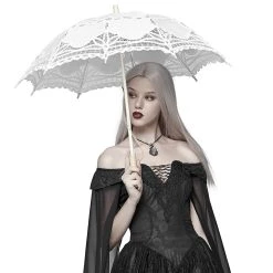 PUNK RAVE Ombrelle Gothic Lolita 'White Fairy' Blanche -ALCHEMY GOTHIC shop ombrelle gothic lolita white fairy blanche 2
