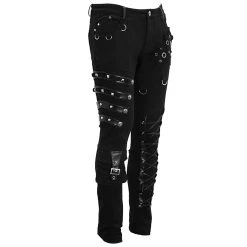 DEVIL FASHION Pantalon 'Acanthus' En Jean Noir -ALCHEMY GOTHIC shop pantalon acanthus en jean noir 10