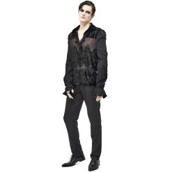 DEVIL FASHION Pantalon 'Atkins' En Jacquard Noir -ALCHEMY GOTHIC shop pantalon atkins en jacquard noir 3