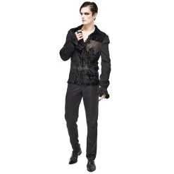 DEVIL FASHION Pantalon 'Atkins' En Jacquard Noir -ALCHEMY GOTHIC shop pantalon atkins en jacquard noir 4