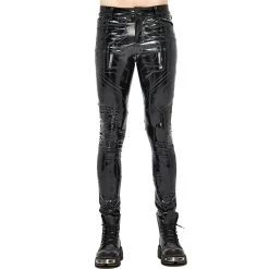 DEVIL FASHION Pantalon 'Cyber Game' En Simili Cuir Glossy Noir