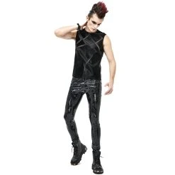 DEVIL FASHION Pantalon 'Cyber Game' En Simili Cuir Glossy Noir -ALCHEMY GOTHIC shop pantalon cyber game en simili cuir glossy noir 4
