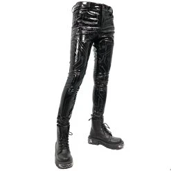 DEVIL FASHION Pantalon 'Cyber Game' En Simili Cuir Glossy Noir -ALCHEMY GOTHIC shop pantalon cyber game en simili cuir glossy noir 9