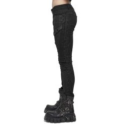 DEVIL FASHION Pantalon 'Cyber Game' Noir -ALCHEMY GOTHIC shop pantalon cyber game noir 5