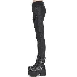 DEVIL FASHION Pantalon 'Cyber Game' Noir Pour Femmes -ALCHEMY GOTHIC shop pantalon cyber game noir pour femmes 6