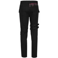 PUNK RAVE Pantalon 'Cynfael' Noir Et Tartan Rouge -ALCHEMY GOTHIC shop pantalon cynfael noir et tartan rouge 10