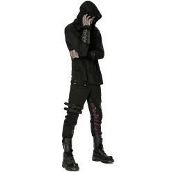 PUNK RAVE Pantalon 'Cynfael' Noir Et Tartan Rouge -ALCHEMY GOTHIC shop pantalon cynfael noir et tartan rouge 3