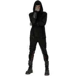 PUNK RAVE Pantalon 'Cynfael' Noir Et Tartan Rouge -ALCHEMY GOTHIC shop pantalon cynfael noir et tartan rouge 4