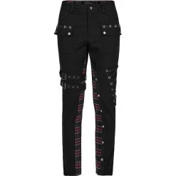 PUNK RAVE Pantalon 'Cynfael' Noir Et Tartan Rouge -ALCHEMY GOTHIC shop pantalon cynfael noir et tartan rouge 9