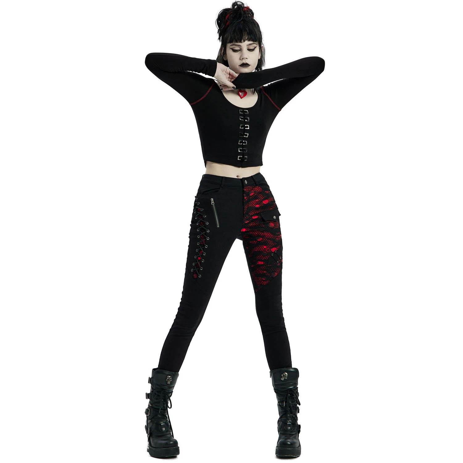 PUNK RAVE Pantalon 'Dark Blood' Noir Et Rouge 4 PUNK RAVE Pantalon 'Dark Blood' Noir Et Rouge – Image 2
