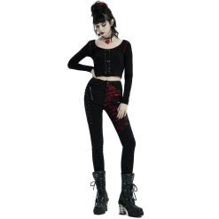 PUNK RAVE Pantalon 'Dark Blood' Noir Et Rouge 21 PUNK RAVE Pantalon 'Dark Blood' Noir Et Rouge -ALCHEMY GOTHIC shop pantalon dark blood noir et rouge 2