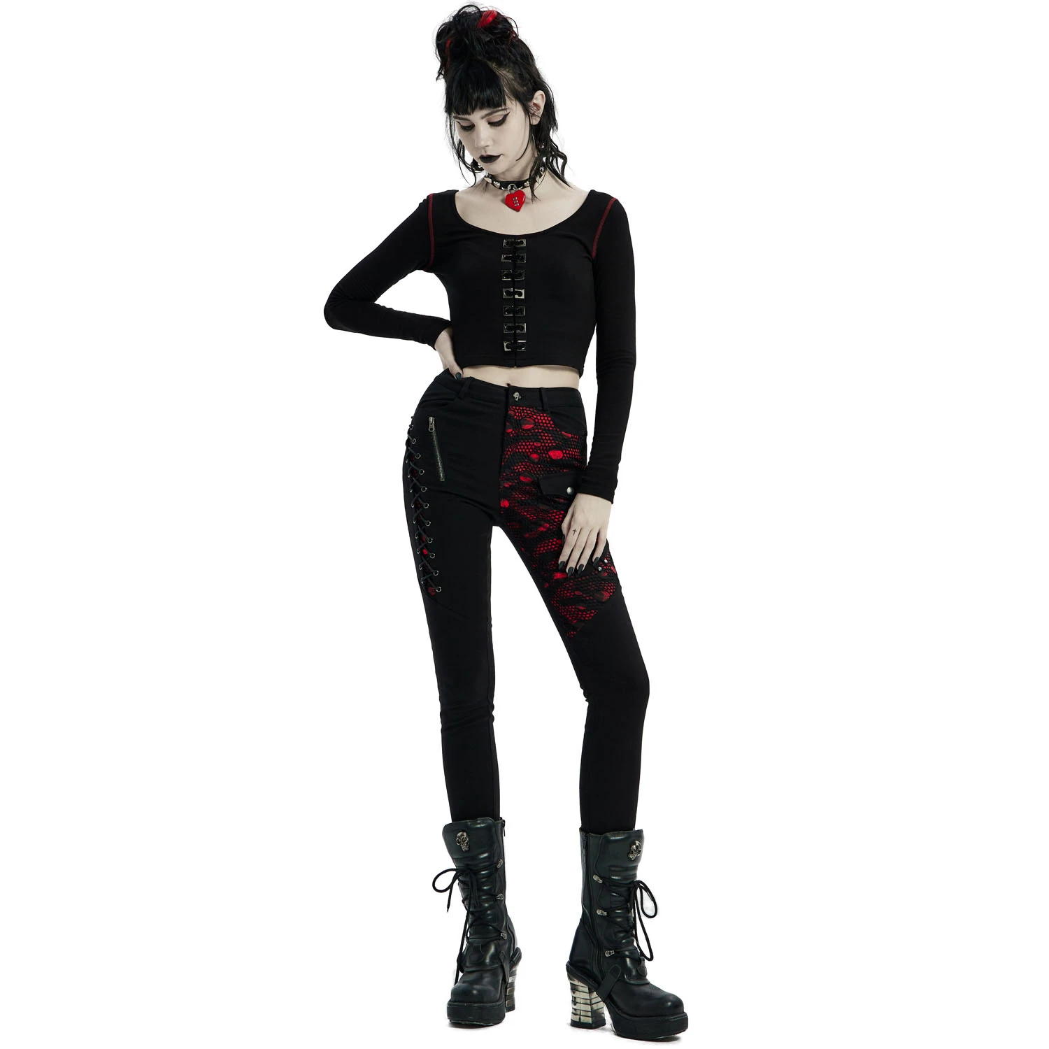 PUNK RAVE Pantalon 'Dark Blood' Noir Et Rouge 5 PUNK RAVE Pantalon 'Dark Blood' Noir Et Rouge – Image 3