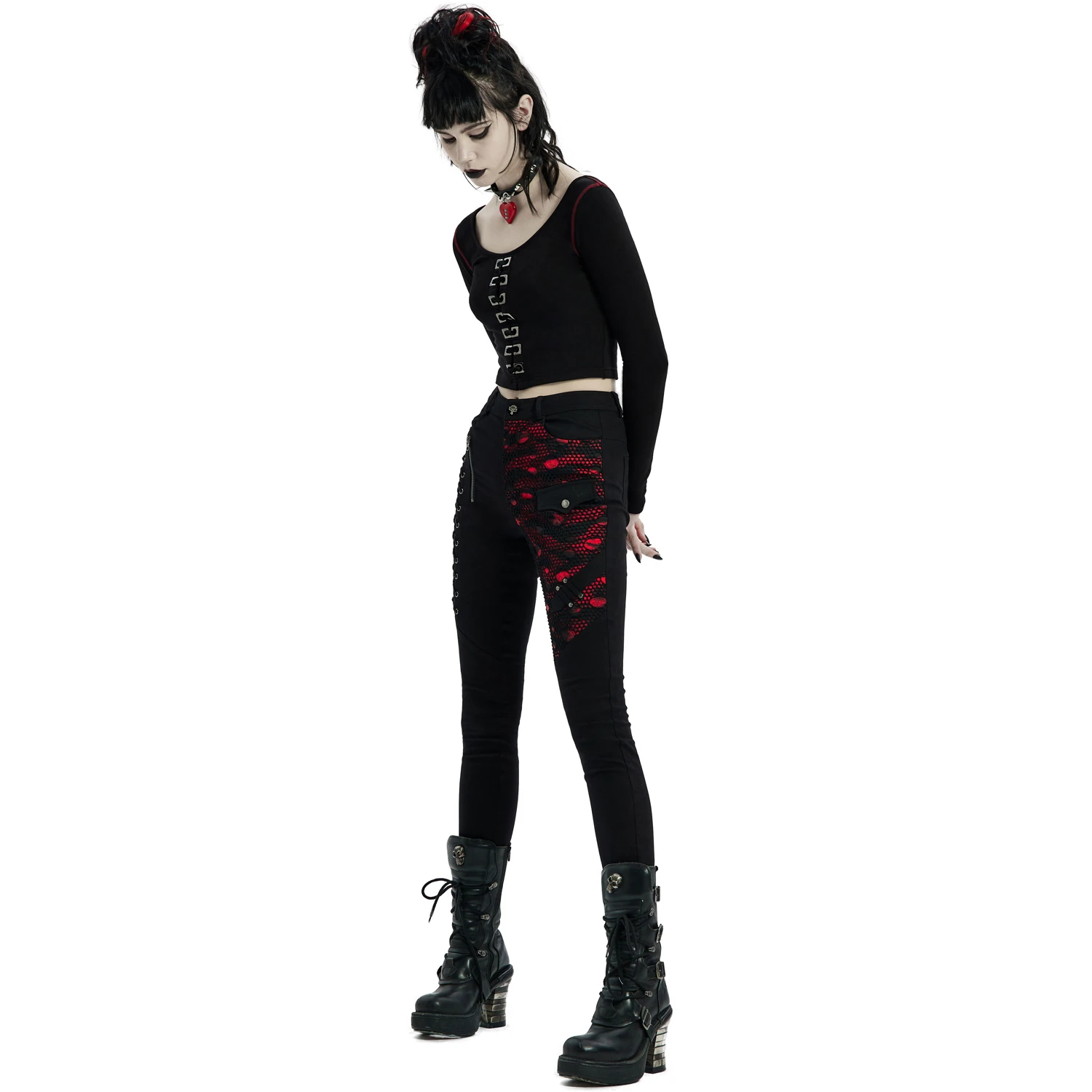 PUNK RAVE Pantalon 'Dark Blood' Noir Et Rouge 6 PUNK RAVE Pantalon 'Dark Blood' Noir Et Rouge – Image 4