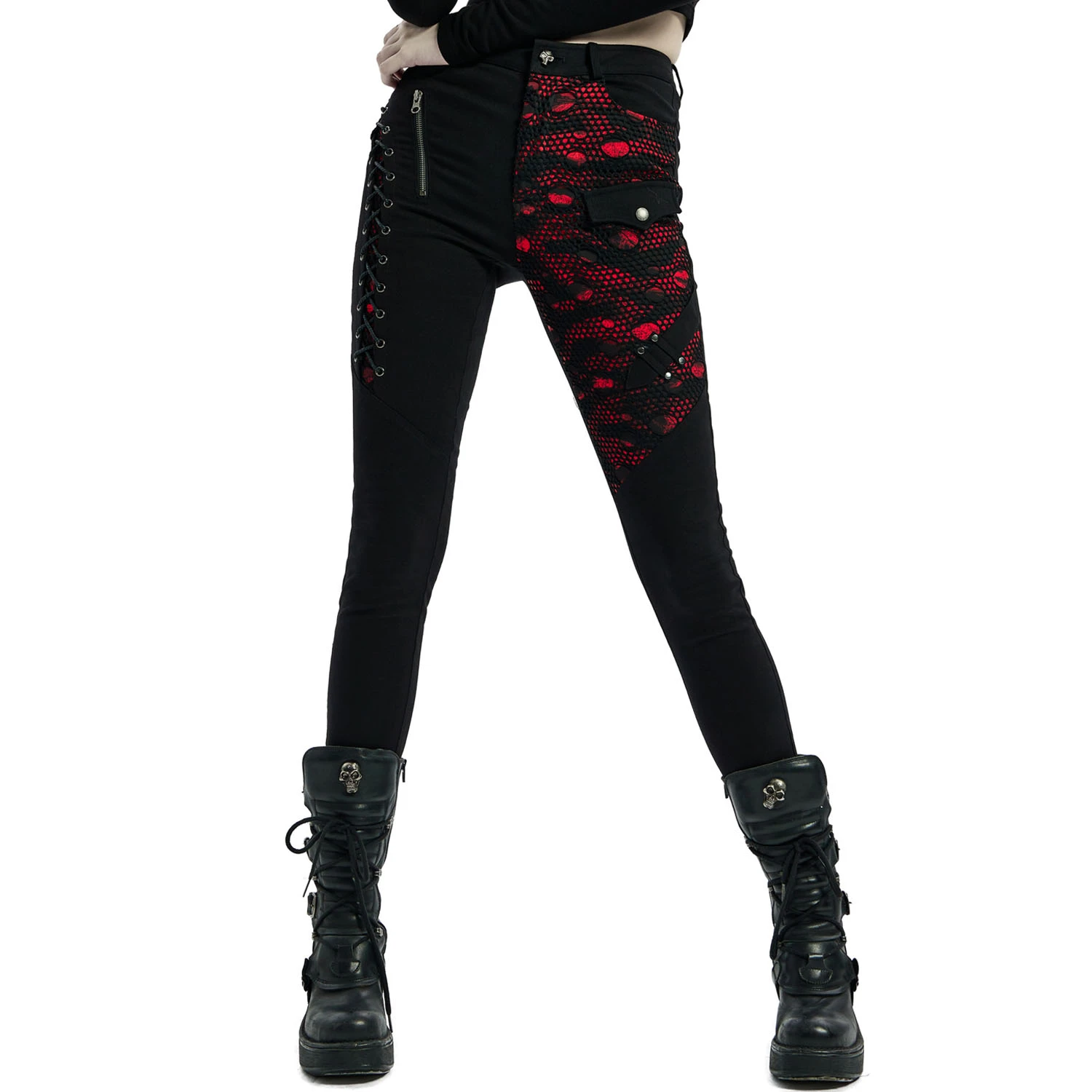 PUNK RAVE Pantalon 'Dark Blood' Noir Et Rouge 3 PUNK RAVE Pantalon 'Dark Blood' Noir Et Rouge
