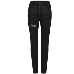 PUNK RAVE Pantalon Déstructuré 'Gehenna' En Jean Noir -ALCHEMY GOTHIC shop pantalon destructure gehenna en jean noir 12