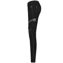PUNK RAVE Pantalon Déstructuré 'Gehenna' En Jean Noir -ALCHEMY GOTHIC shop pantalon destructure gehenna en jean noir 13