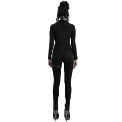 PUNK RAVE Pantalon Déstructuré 'Gehenna' En Jean Noir -ALCHEMY GOTHIC shop pantalon destructure gehenna en jean noir 2