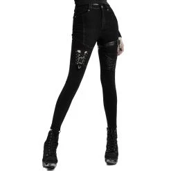 PUNK RAVE Pantalon Déstructuré 'Gehenna' En Jean Noir -ALCHEMY GOTHIC shop pantalon destructure gehenna en jean noir 7