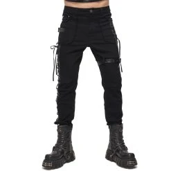 DEVIL FASHION Pantalon 'Distressed' Noir