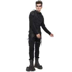 DEVIL FASHION Pantalon 'Distressed' Noir -ALCHEMY GOTHIC shop pantalon distressed noir 3