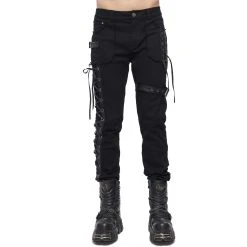 DEVIL FASHION Pantalon 'Distressed' Noir -ALCHEMY GOTHIC shop pantalon distressed noir 4