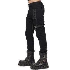 DEVIL FASHION Pantalon 'Distressed' Noir -ALCHEMY GOTHIC shop pantalon distressed noir 7