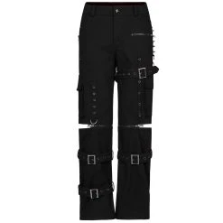 PUNK RAVE Pantalon 'Double Jeu' Noir -ALCHEMY GOTHIC shop pantalon double jeu noir 10