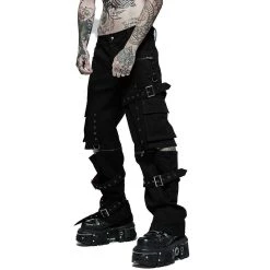 PUNK RAVE Pantalon 'Double Jeu' Noir -ALCHEMY GOTHIC shop pantalon double jeu noir 9